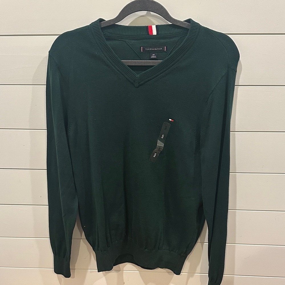 Tommy Hilfiger Dark Green V-Neck Sweater